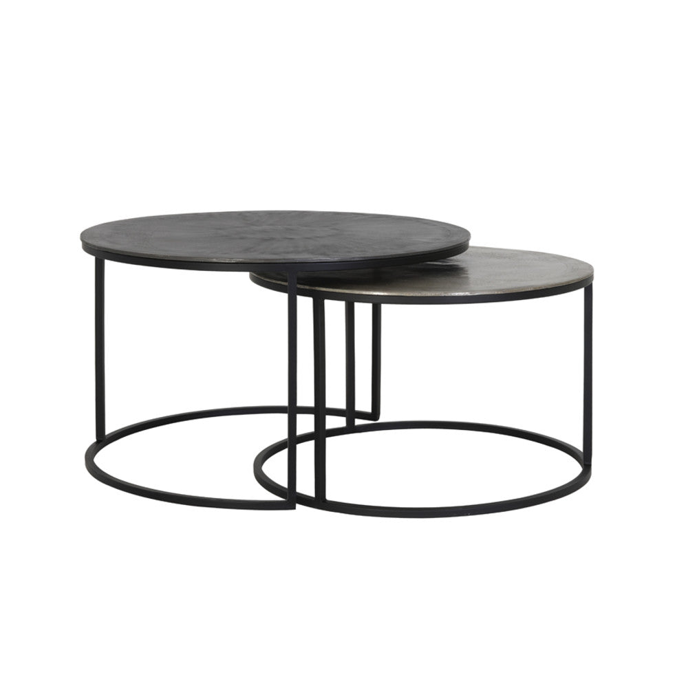 Talca Raw Lead & Antique Lead Coffee Table - Set of Two Light & Living