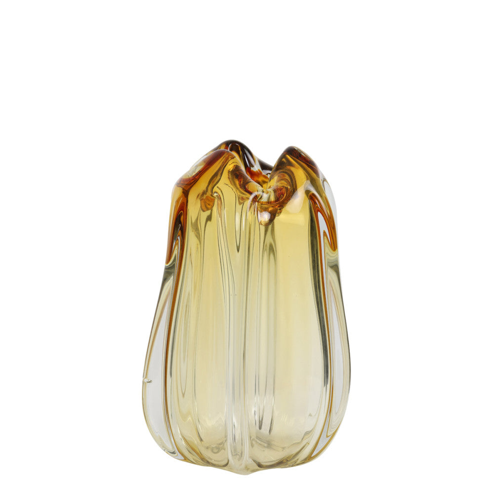 Murela Glass Amber Vase - Medium Light & Living