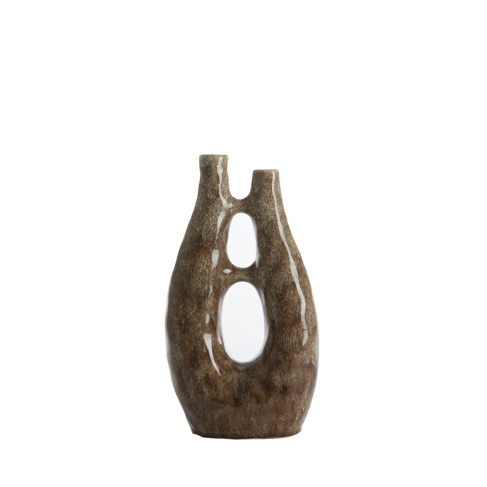 Katha Ceramic Vase Deco - Shiny Brown Light & Living