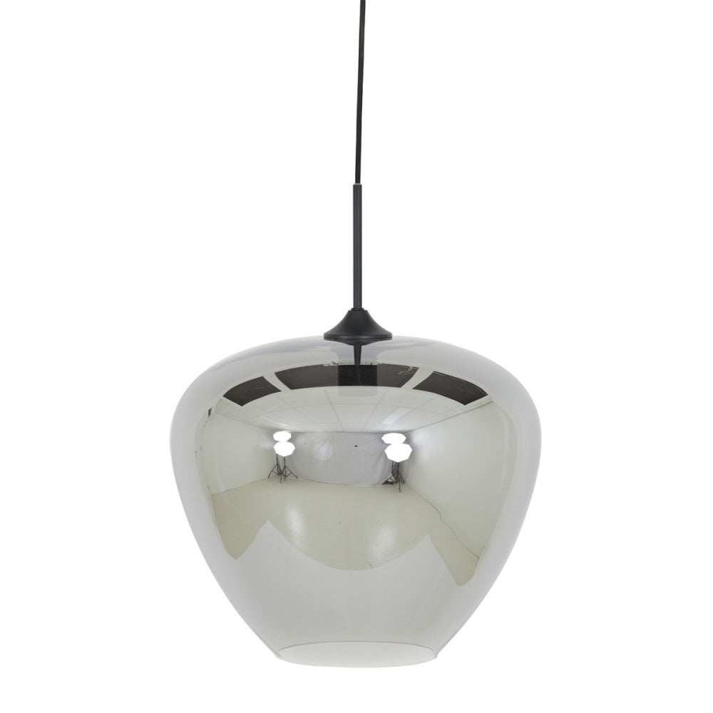 Mayson Smoked Glass & Matt Black Pendant - Large Light & Living