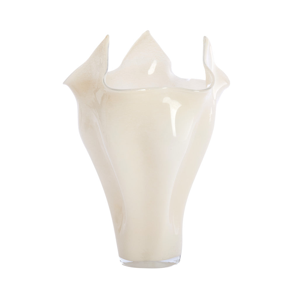 Aiora Glass Milky Cream Vase - Large Light & Living