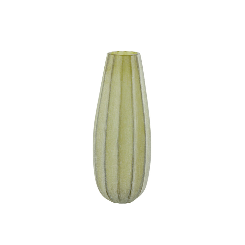 Bradley Glass Olive Green Vase - Medium Light & Living