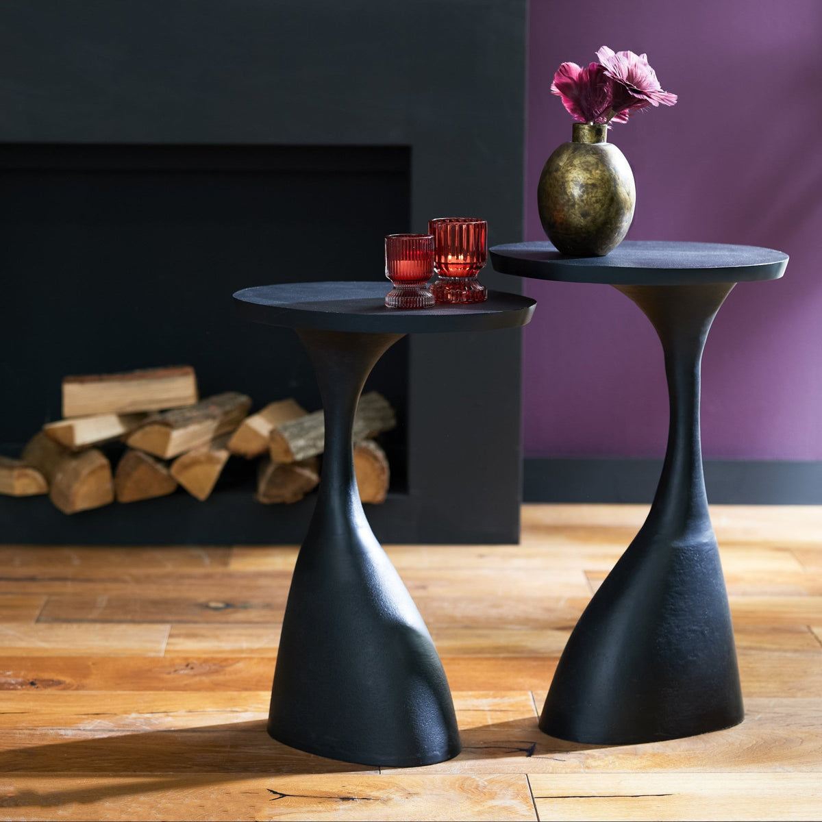 Macau Matt Black Side Table - Large Light & Living