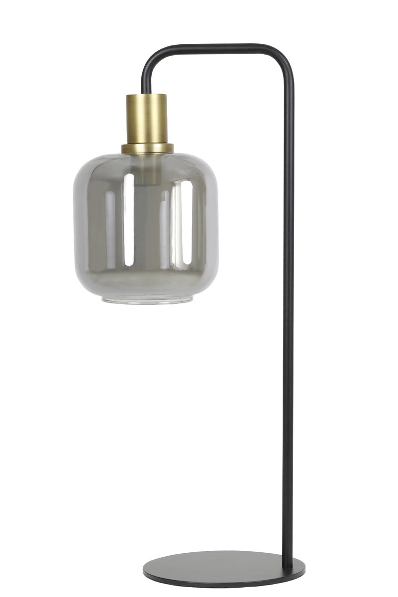 Lekar Antique Bronze & Smoked Glass Table Lamp Light & Living