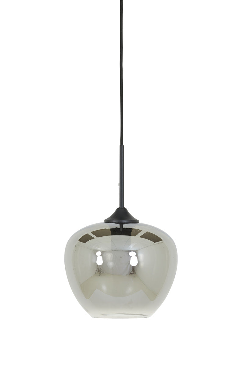 Mayson Smoked Glass & Matt Black Pendant - Small Light & Living