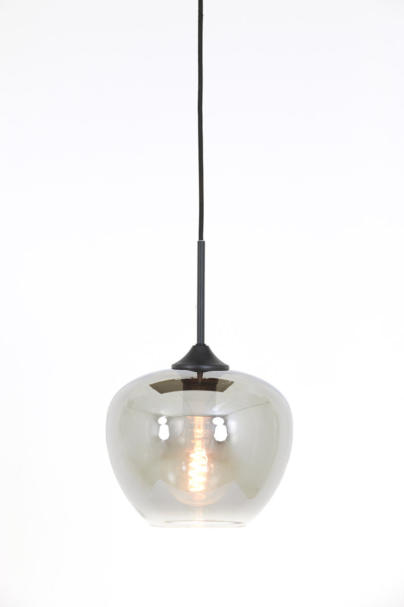 Mayson Smoked Glass & Matt Black Pendant - Small Light & Living