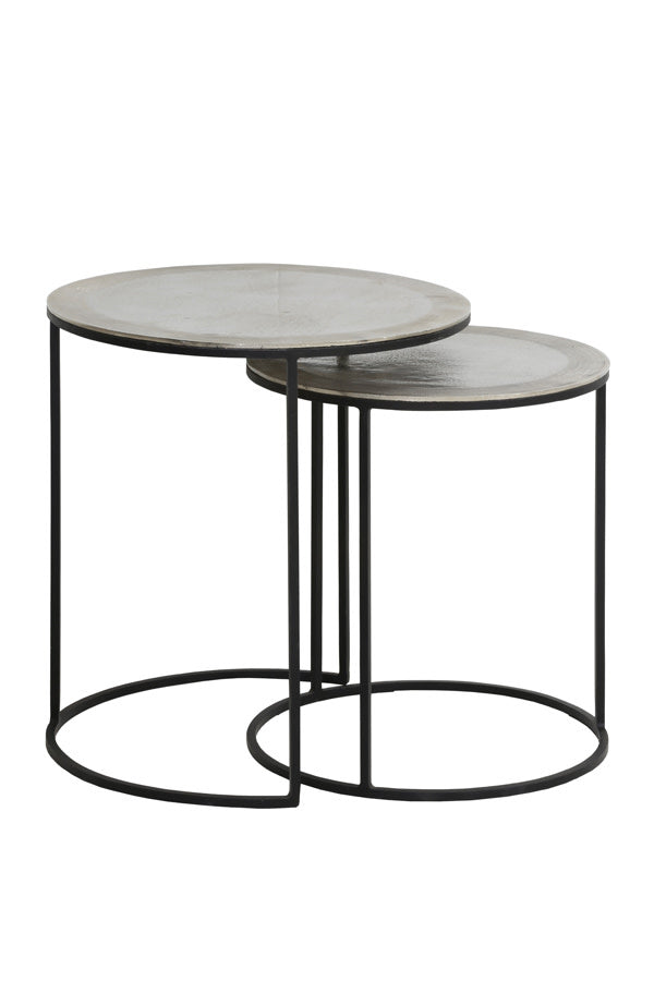 Talca Raw Nickel Side Table - Set of Two Light & Living