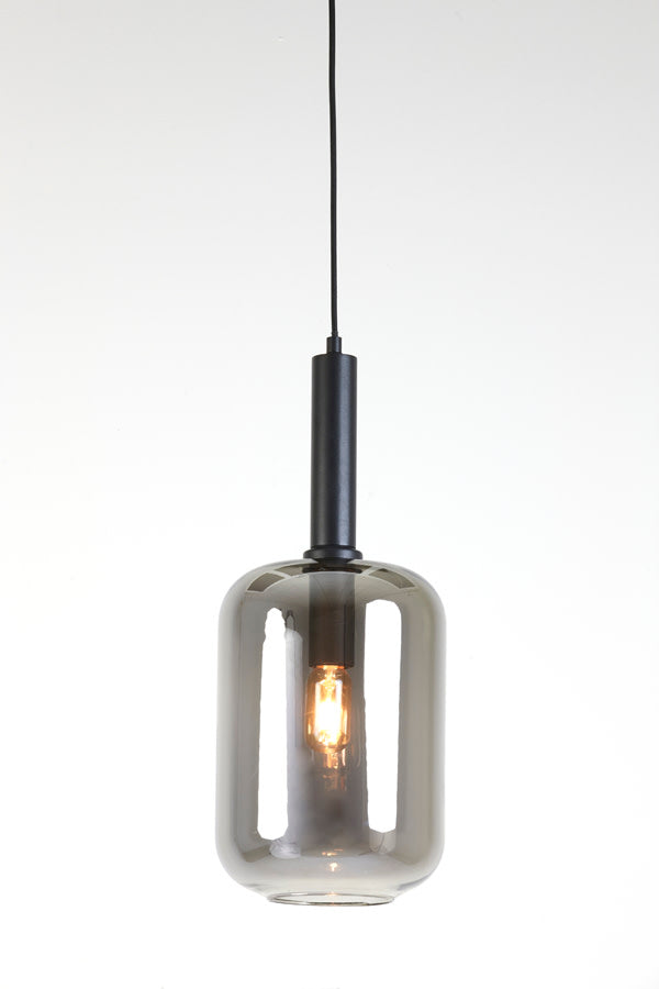 Lekar Black & Smoked Glass Hanging Lamp Light & Living