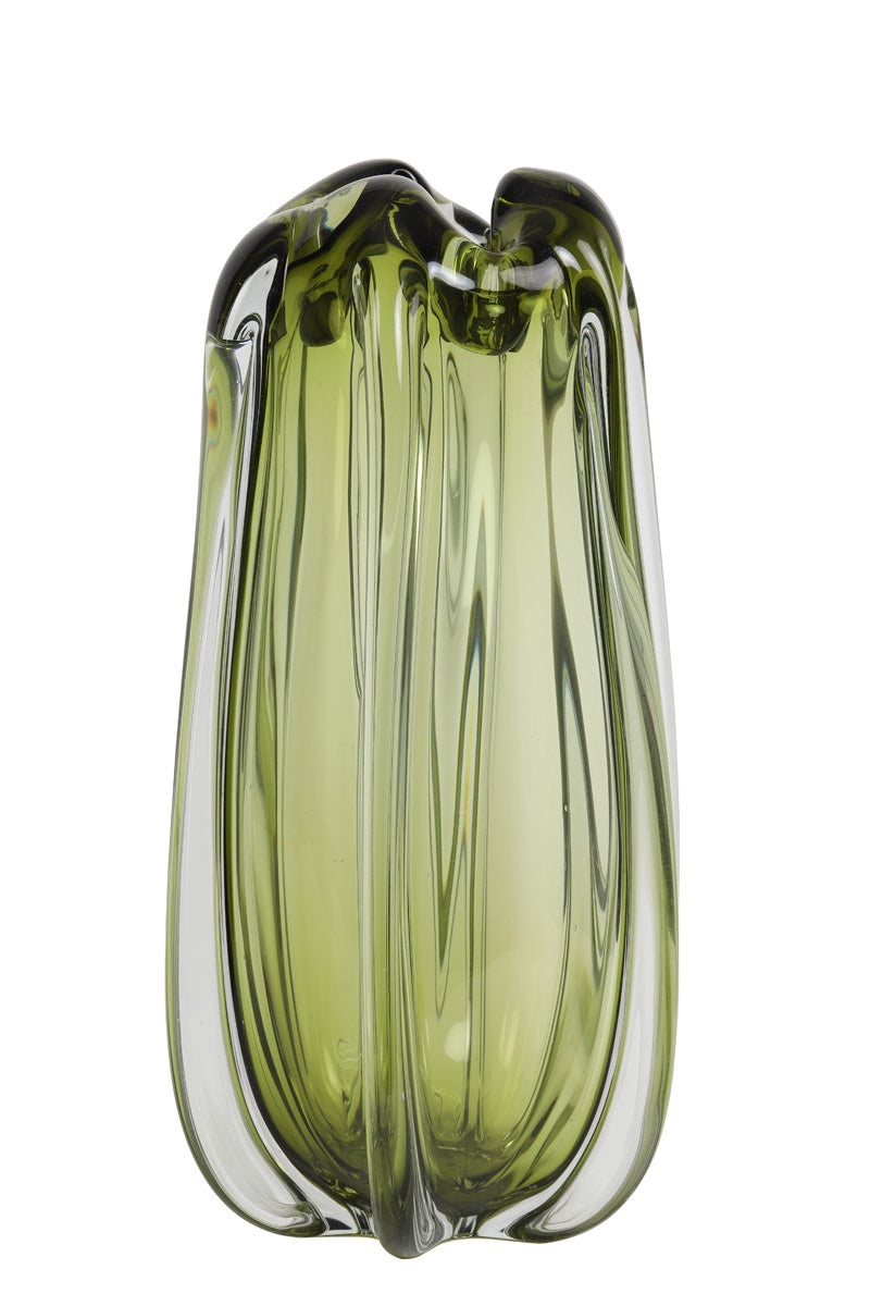 Murela Glass Olive Green Vase - Large Light & Living