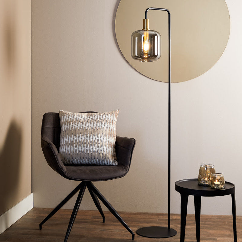 Lekar Glass Floor Lamp - Antique Bronze & Smoked Light & Living