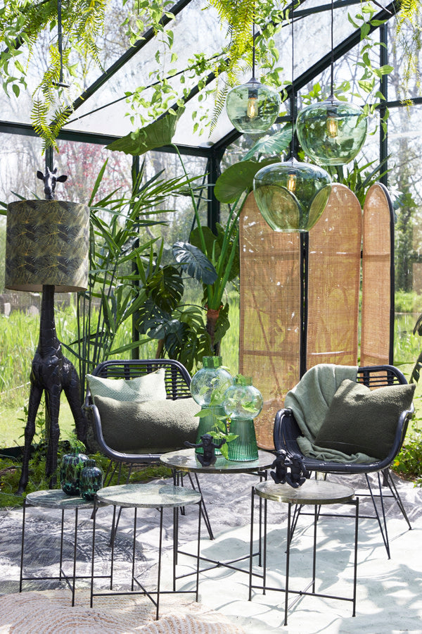 Mayson Glass Green & Matt Black Hanging Lamp Light & Living