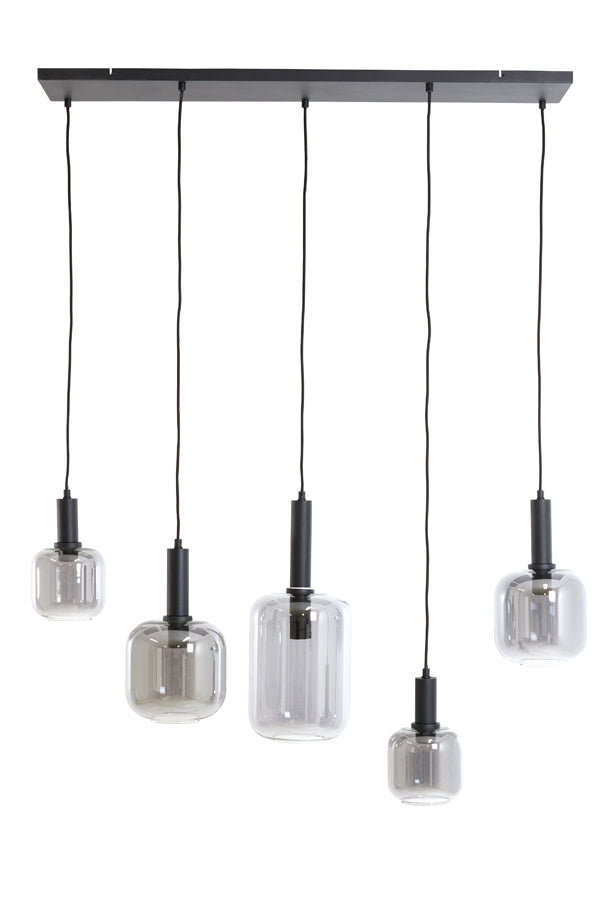 Lekar Black & Smoked Glass 5 Light Pendant Light & Living