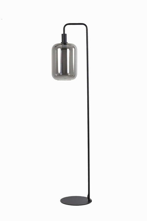 Lekar High Floor Lamp - Black & Smoked Glass Light & Living