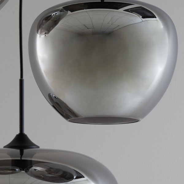 Mayson Smoked Glass & Matt Black 3 Light Pendant Light & Living