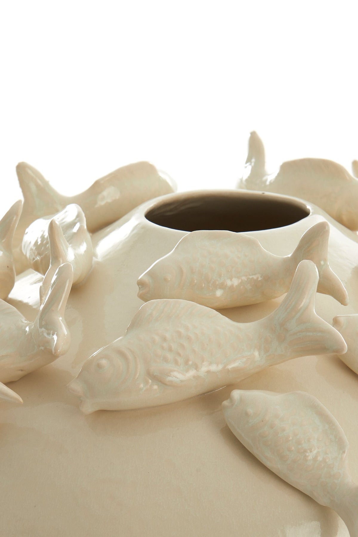 Fish Ceramics Cream Vase Deco - Large Light & Living