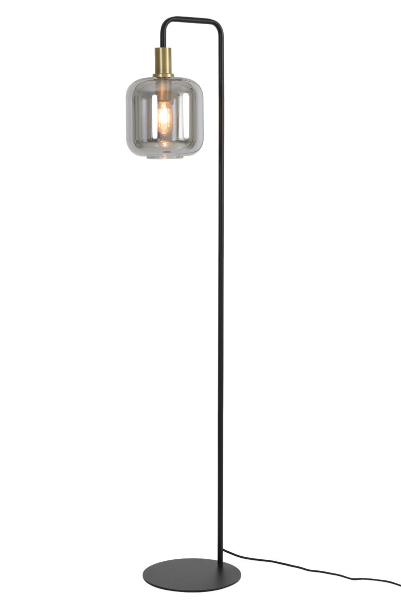 Lekar Glass Floor Lamp - Antique Bronze & Smoked Light & Living
