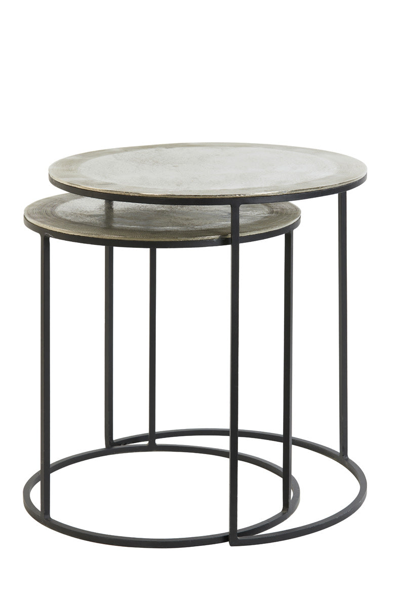 Talca Raw Nickel Side Table - Set of Two Light & Living