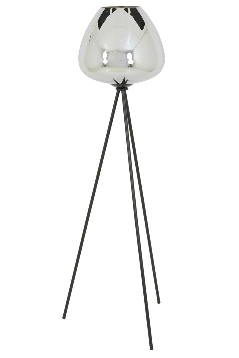 Mayson Smoked Glass & Matt Black Floor Lamp Tripod Light & Living