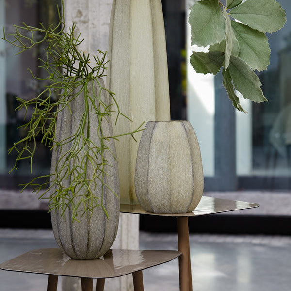 Bradley Glass Olive Green Vase - Medium Light & Living