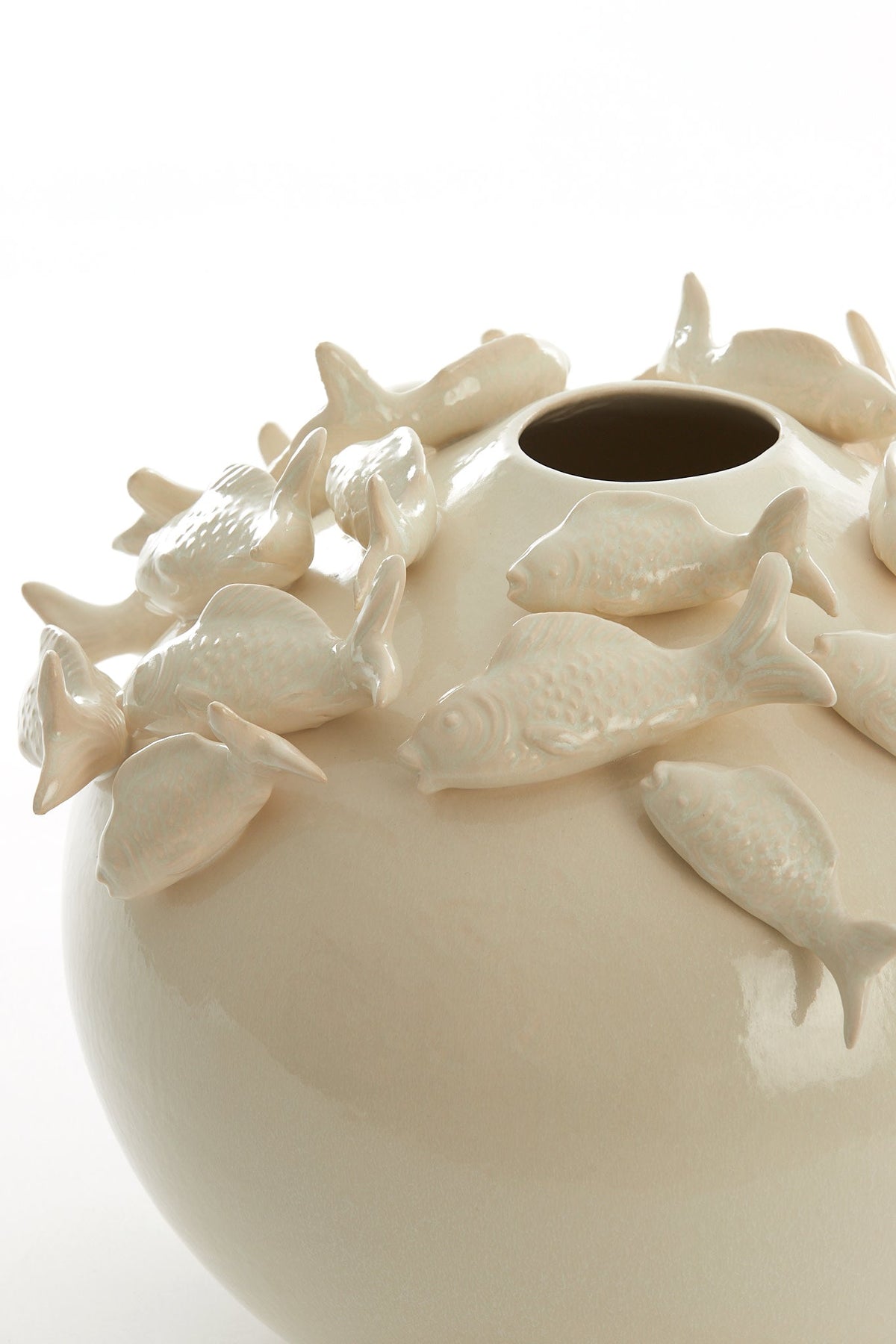 Fish Ceramics Cream Vase Deco - Large Light & Living