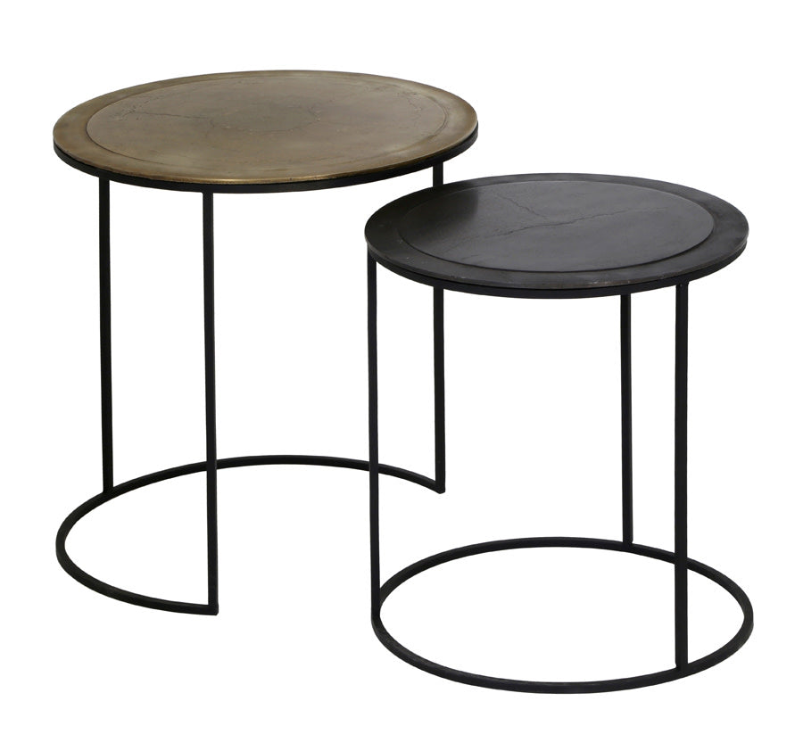 Talca Antique Copper & Bronze Edge Side Table - Set of 2 Light & Living