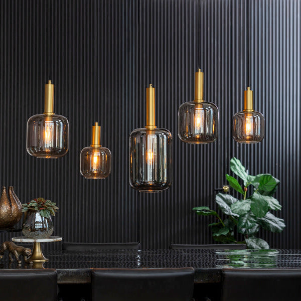 Lekar Antique Bronze & Smoked Glass 5 Light Dining Light Light & Living