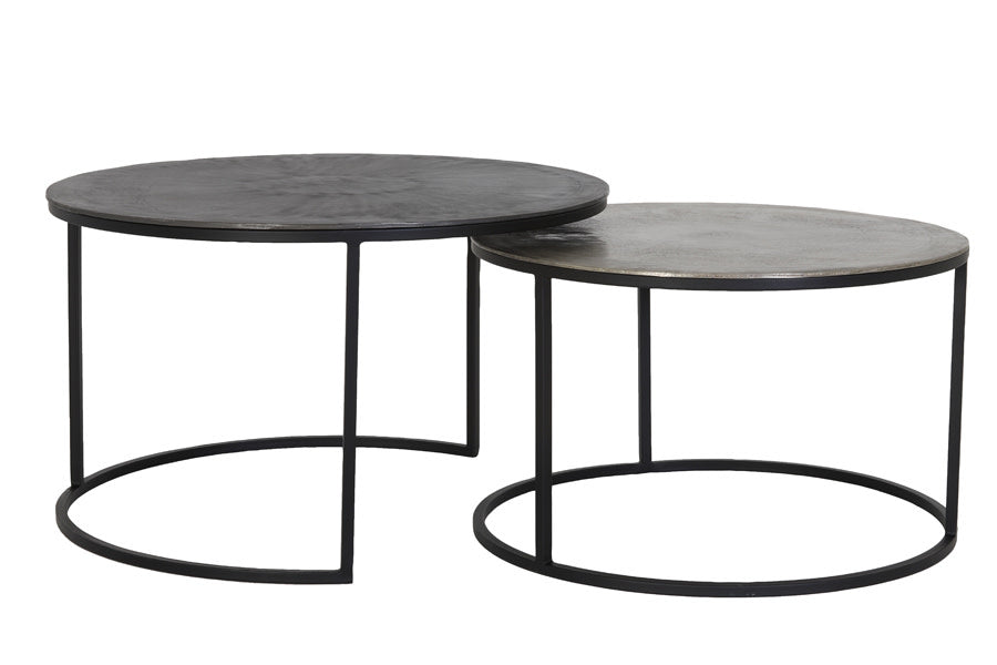 Talca Raw Lead & Antique Lead Coffee Table - Set of Two Light & Living
