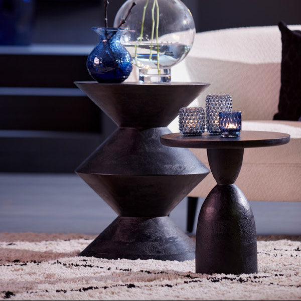 Larus Large Mango Wood Side Table - Matt Black Light & Living
