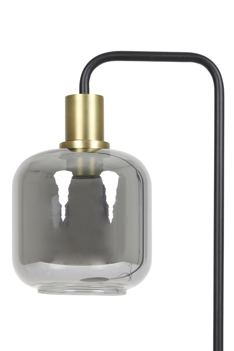 Lekar Antique Bronze & Smoked Glass Table Lamp Light & Living