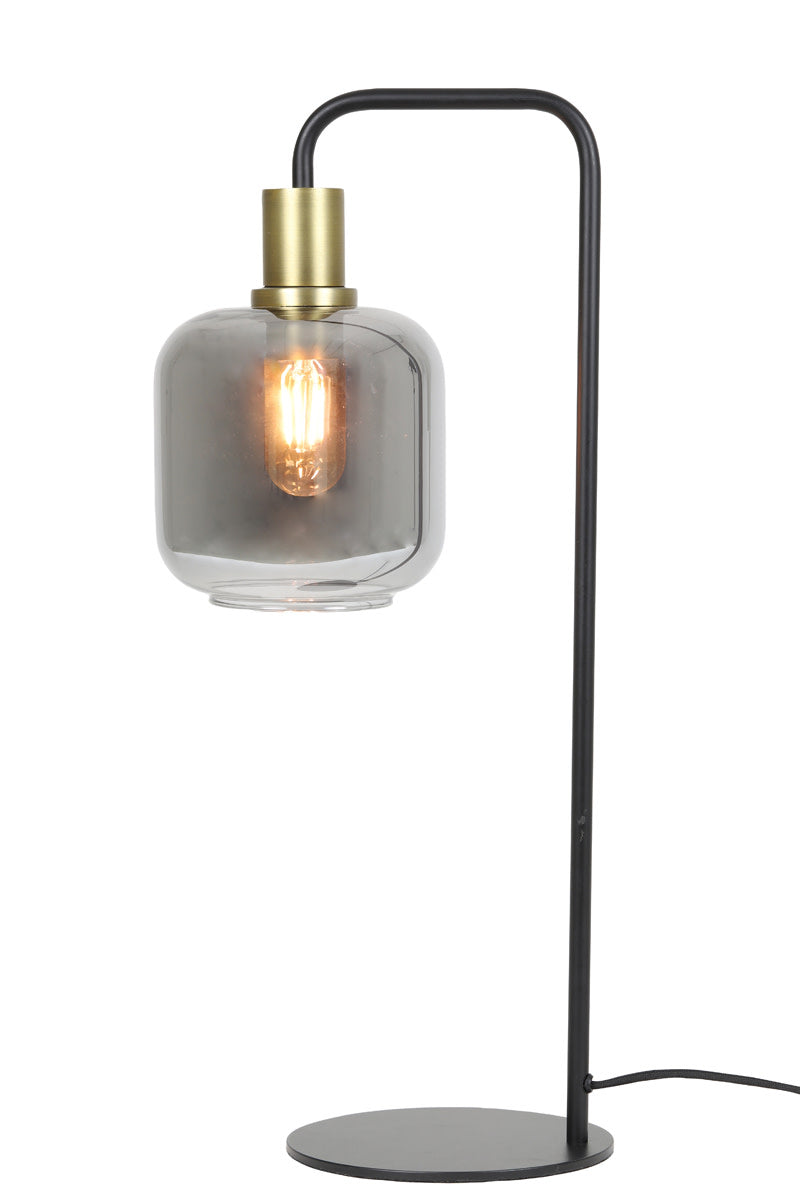 Lekar Antique Bronze & Smoked Glass Table Lamp Light & Living
