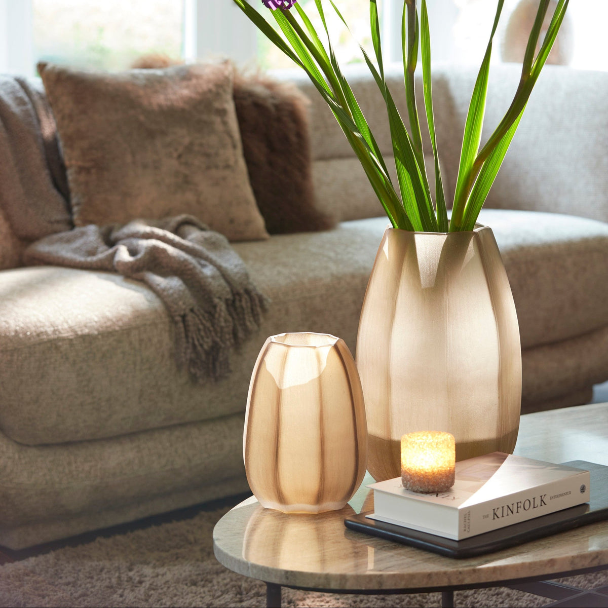 Bradley Glass Light Brown Vase - Large Light & Living