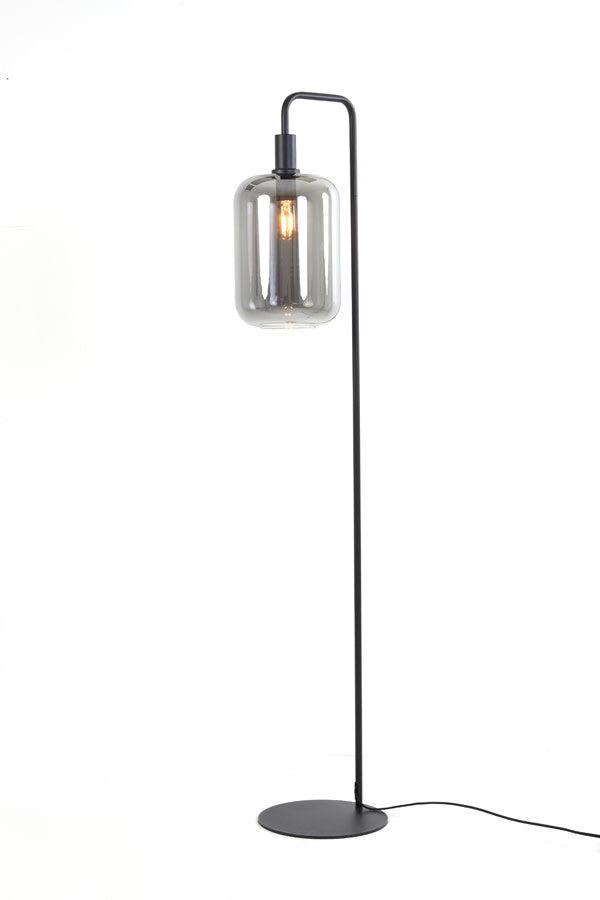Lekar High Floor Lamp - Black & Smoked Glass Light & Living