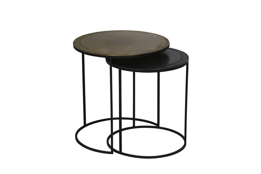 Talca Antique Copper & Bronze Edge Side Table - Set of 2 Light & Living
