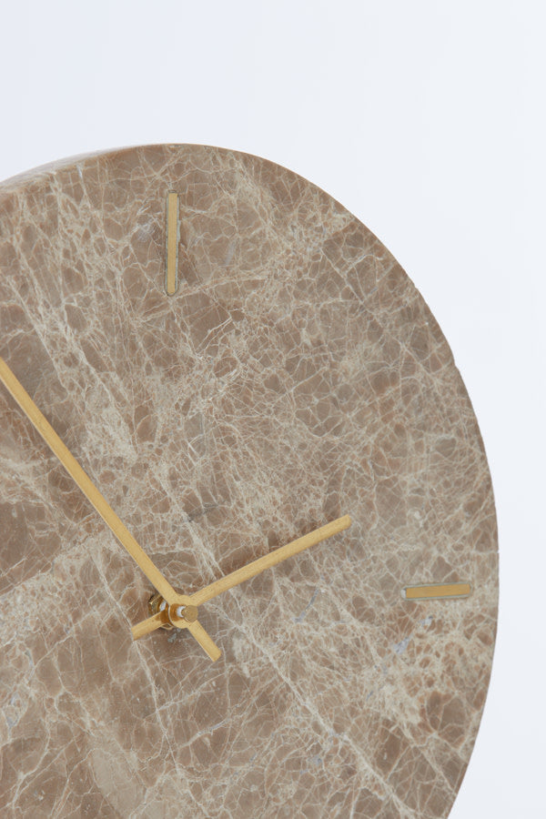 Moreno Marble Brown Clock On Base Light & Living