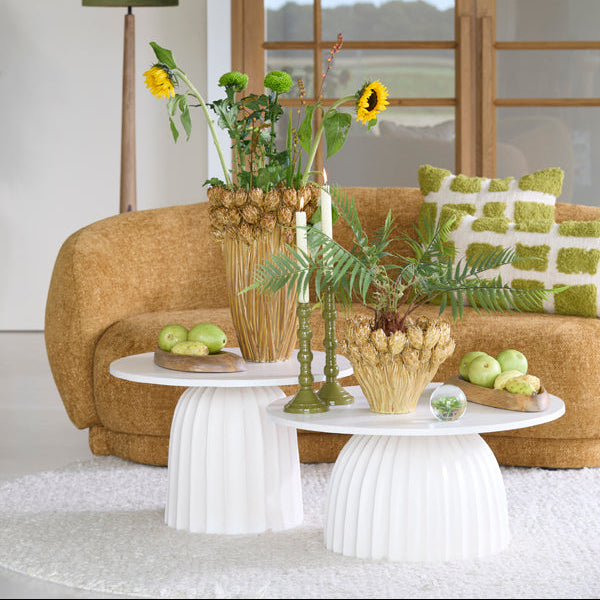 Veglia Cream Low Side Table - Small Light & Living