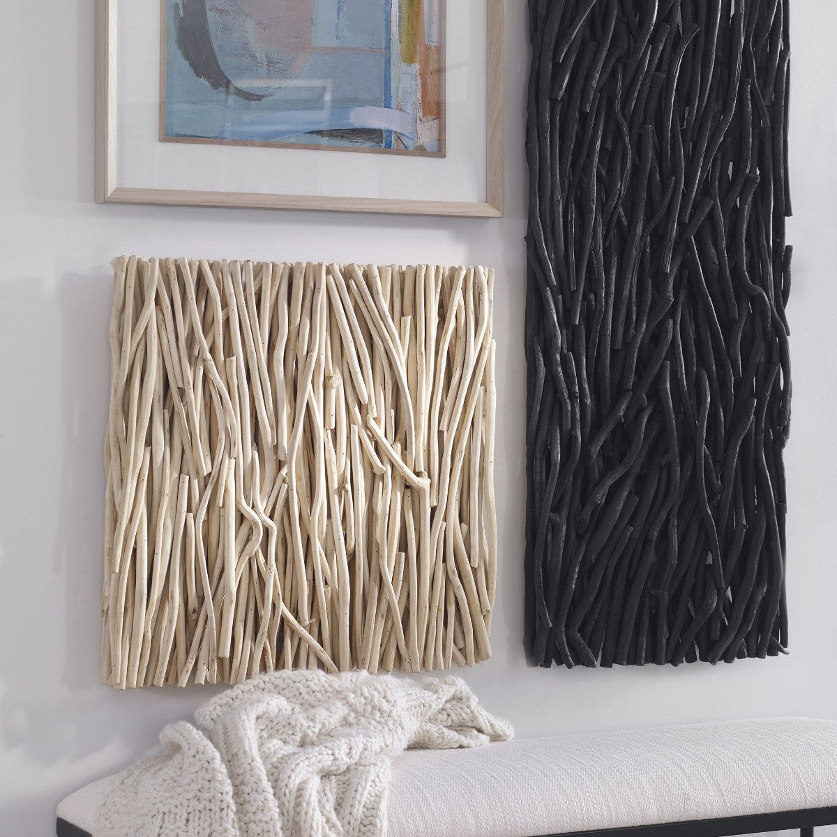 Gathered Teak Square Bleached Wood Wall Decor by Uttermost