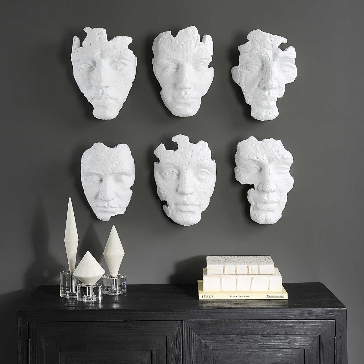 Self-Portrait White Mask Wall Décor - Set of 6 by Uttermost