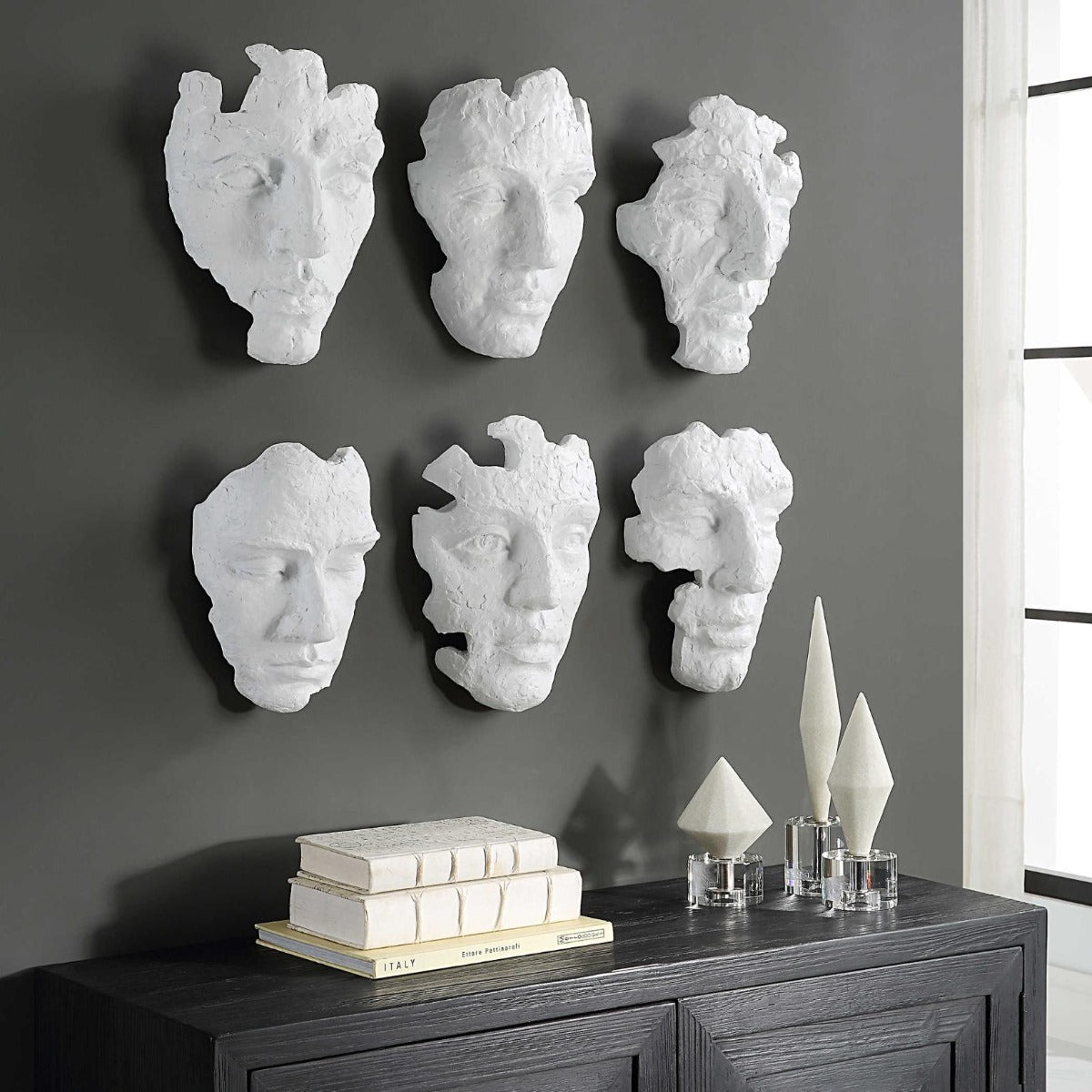 Self-Portrait White Mask Wall Décor - Set of 6 by Uttermost