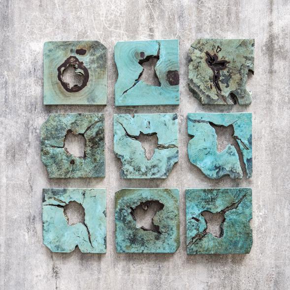 Bahati Wood Wall Décor In Blue - Set of 9 by Uttermost