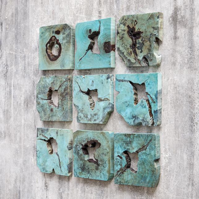 Bahati Wood Wall Décor In Blue - Set of 9 by Uttermost
