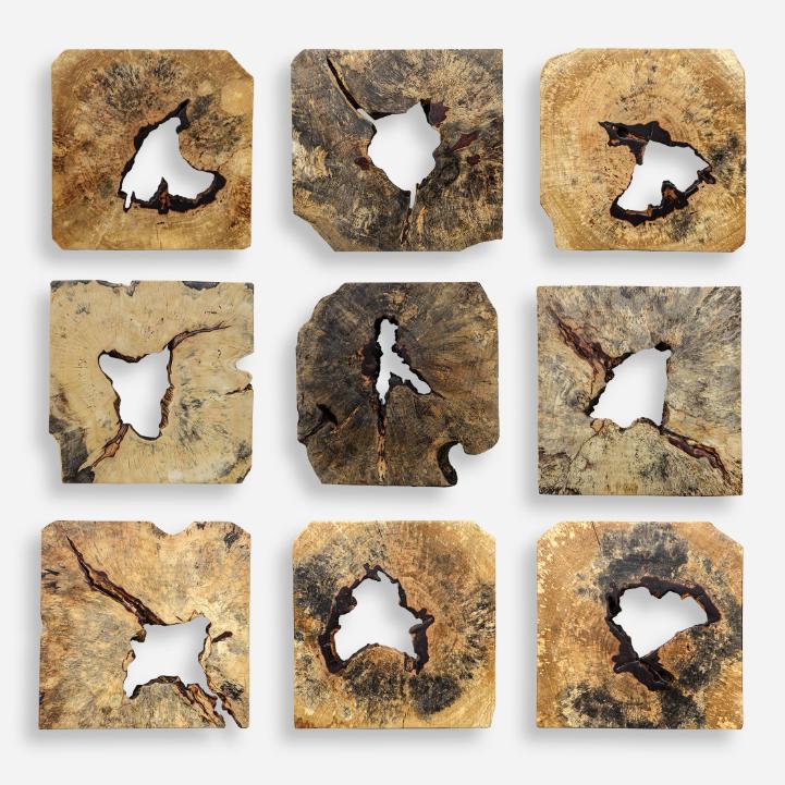 Bahati Wood Wall Décor In Natural - Set of 9 by Uttermost