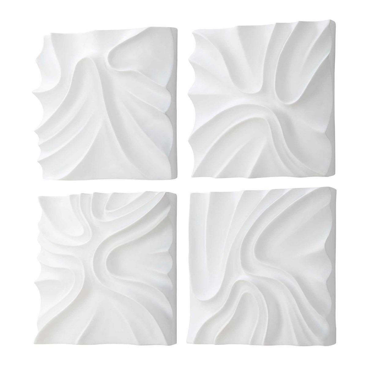 Snowdrift Scultped White Wall Décor - Set of 4 by Uttermost