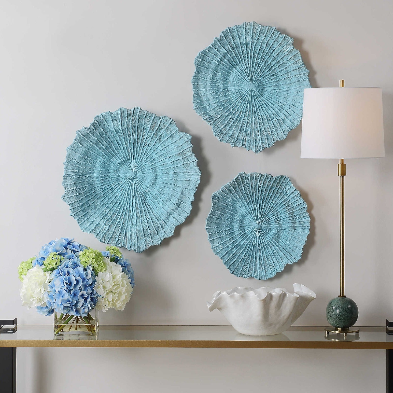 Ocean Gems Wall Decor in Blue - Set of 3 by Uttermost