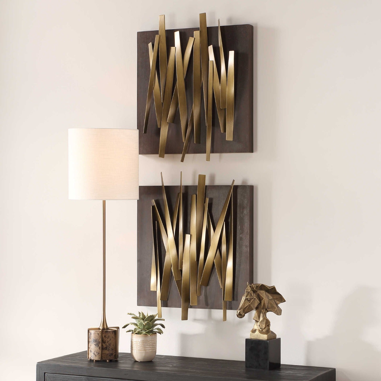Crosshatch Metal Wall Décor Set of 2 by Uttermost