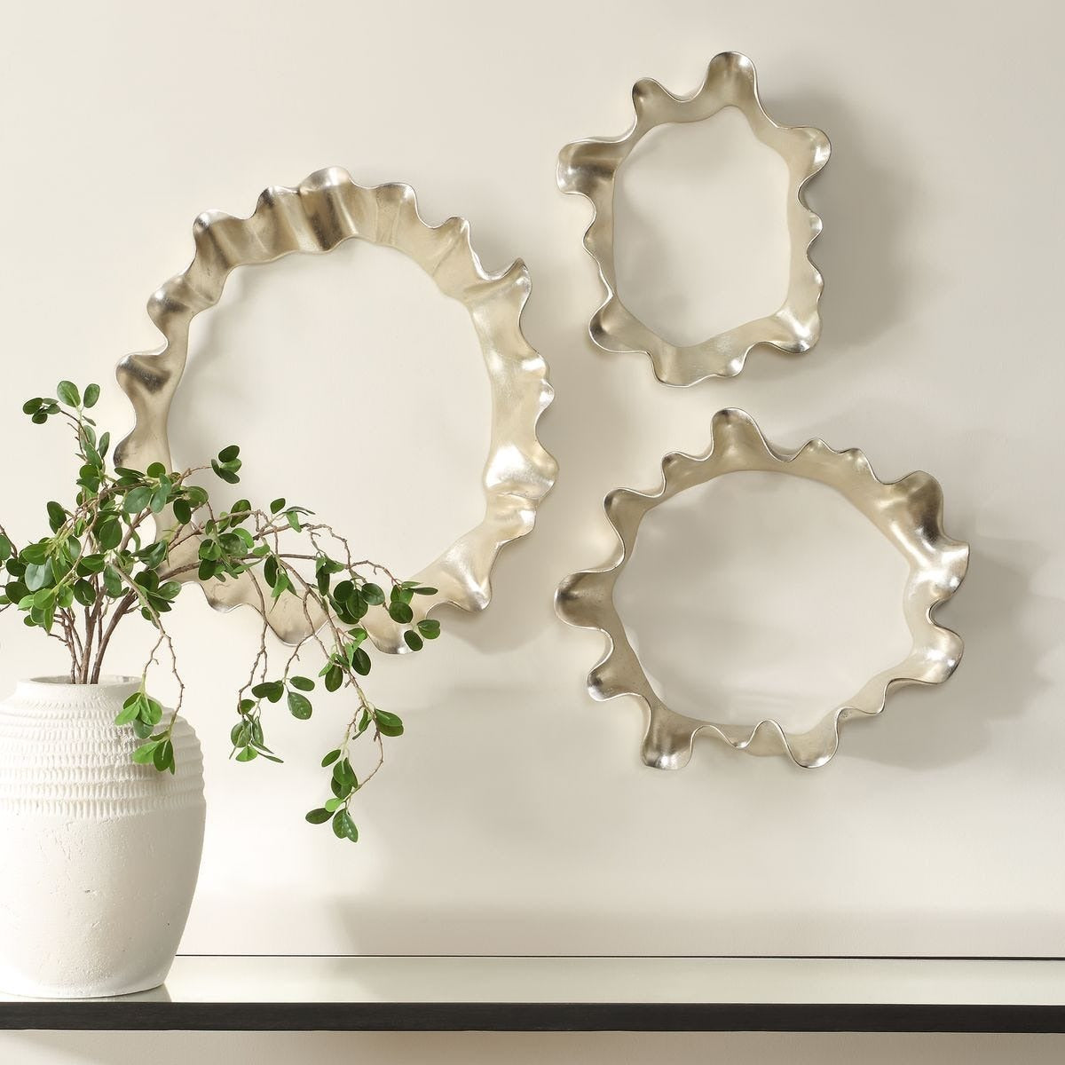 Ripple Effect Silver Wall Art Set of 3 by Uttermost