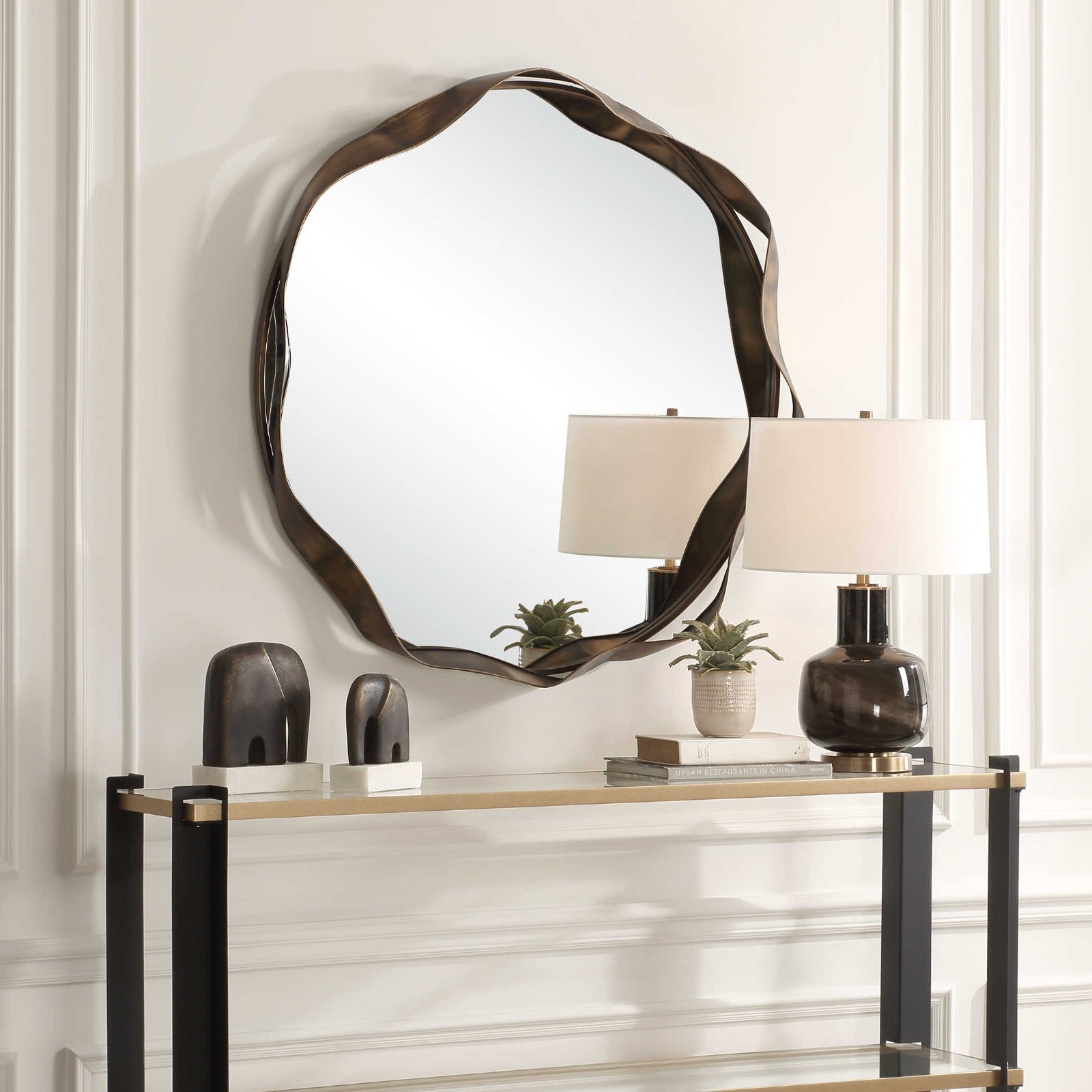 Catch The Wave Round Mirror by Uttermost