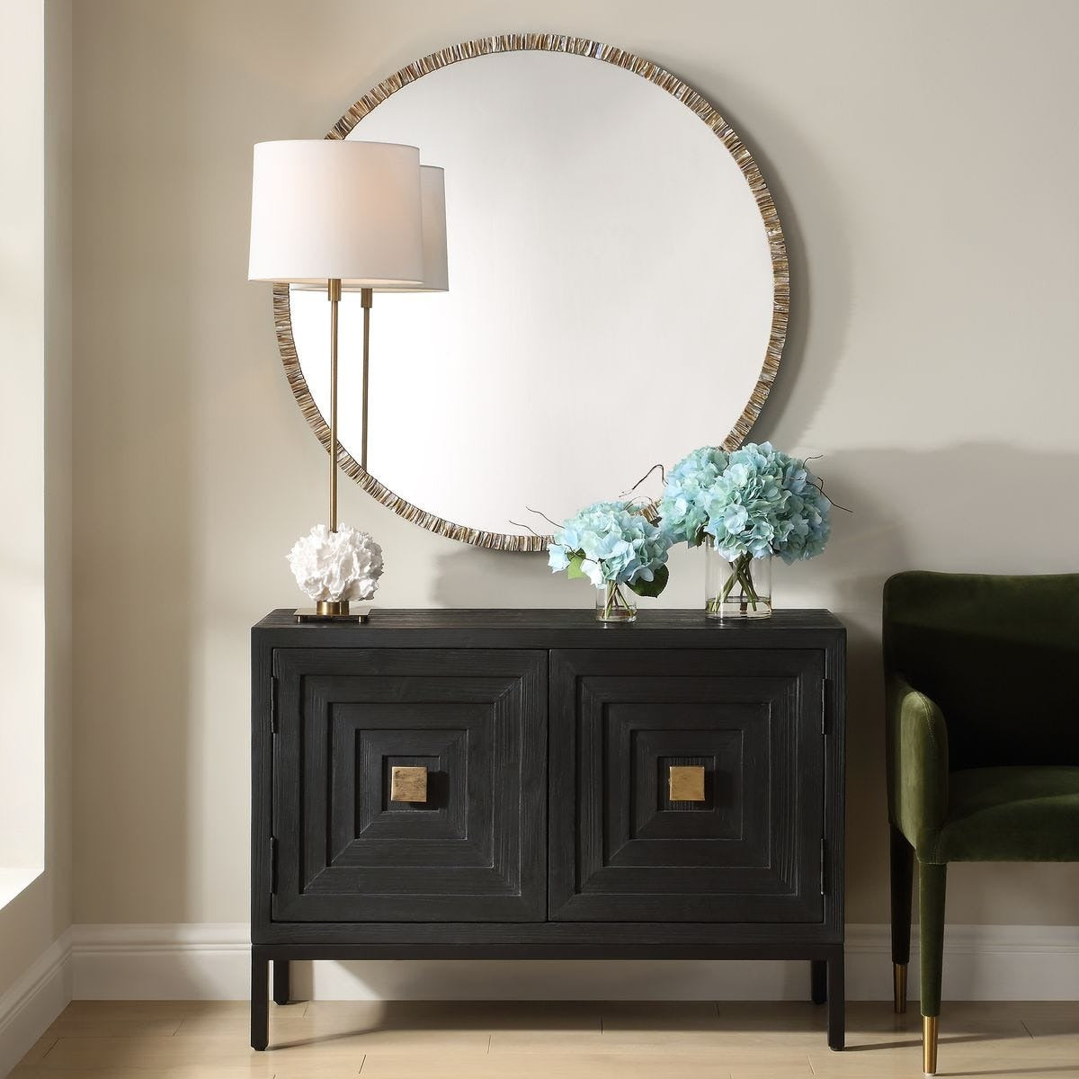 Odeon Shell Inlay Round Mirror by Uttermost