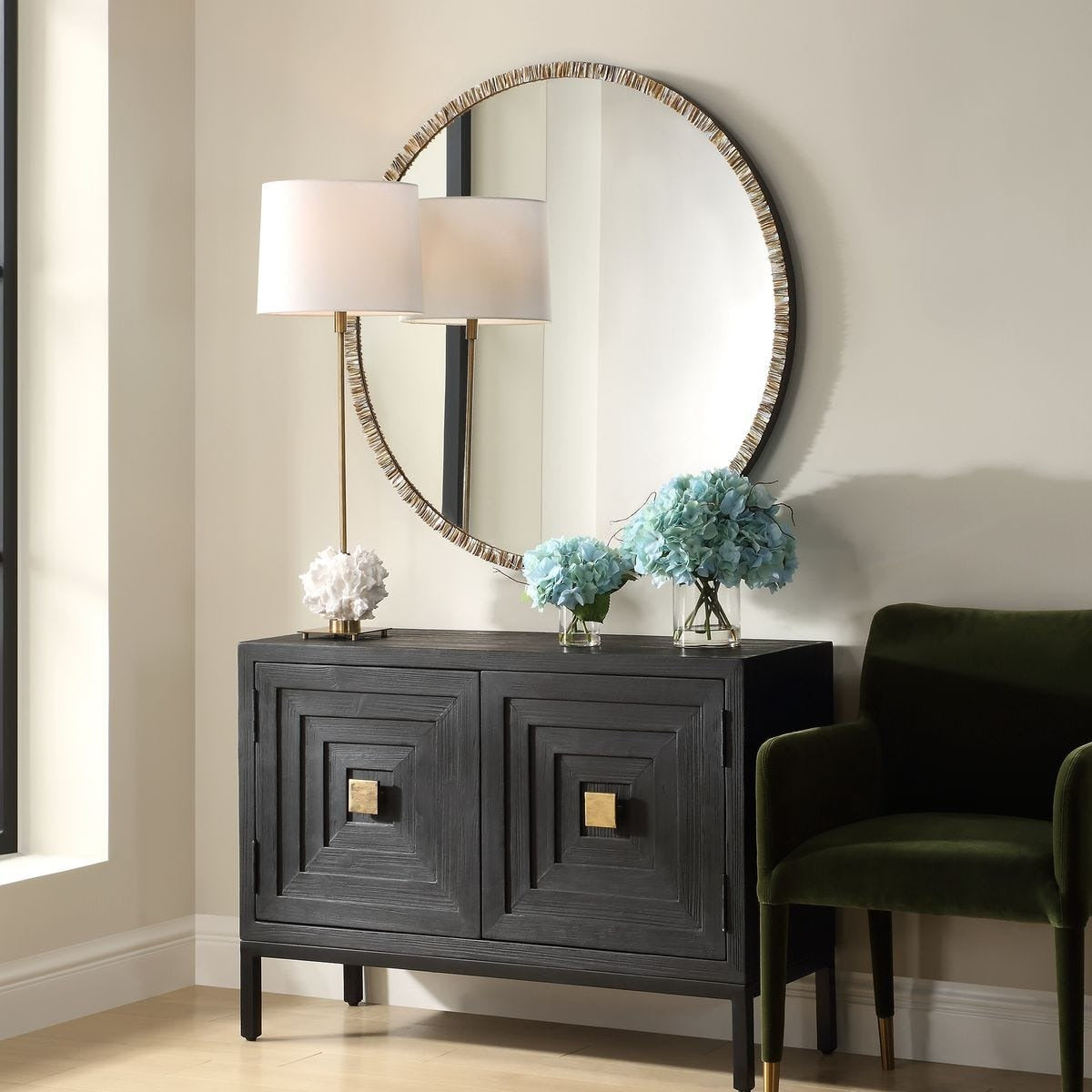 Odeon Shell Inlay Round Mirror by Uttermost