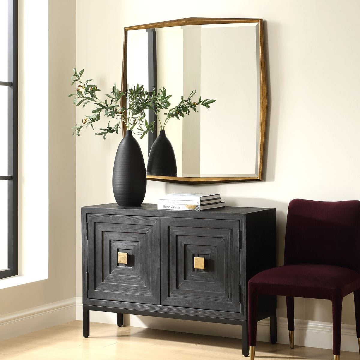 On Point Square Mirror in Gold by Uttermost