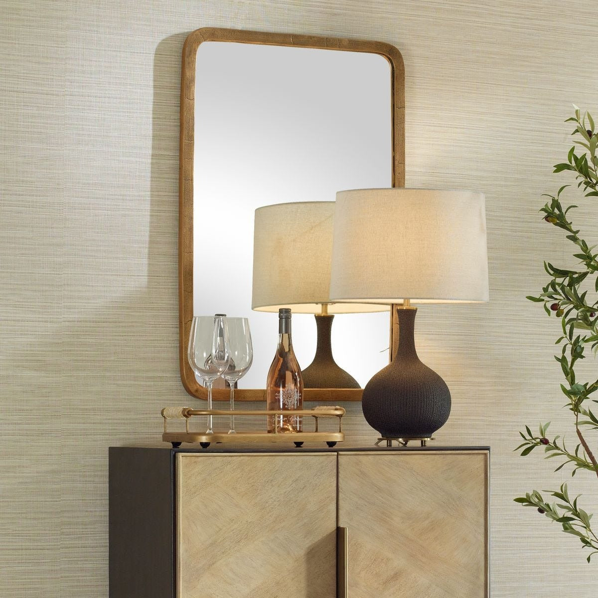 Vestry Antique Brass Mirror by Uttermost